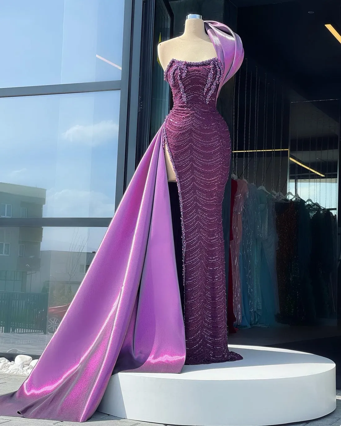 Cassandra Stylish One Shoulder Party Dress
