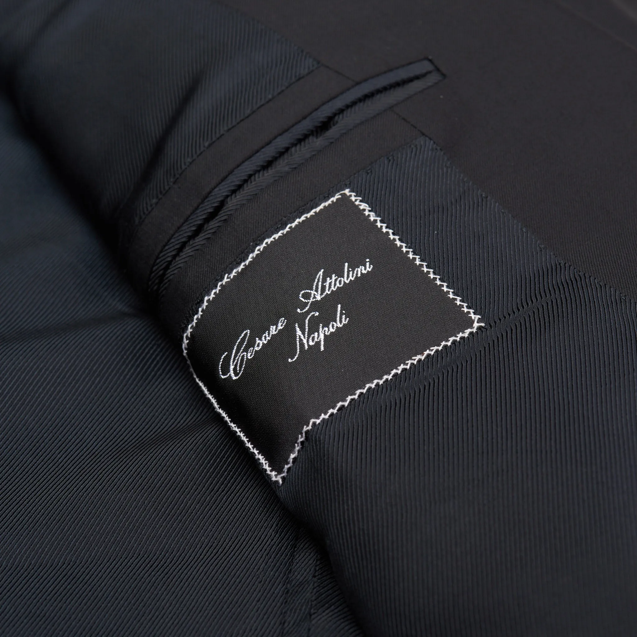 CESARE ATTOLINI Napoli Handmade Black Wool Super 160’s Jacket EU 52 US 42