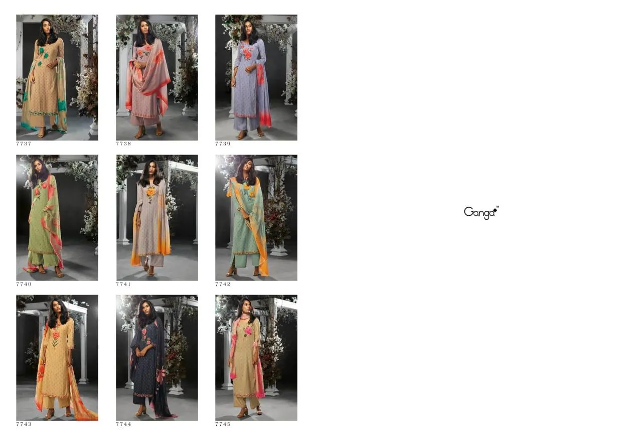 Ganga Suit Tashim Cottton Satin Embroidered Designer Salwar Kameez