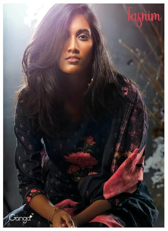Ganga Suit Tashim Cottton Satin Embroidered Designer Salwar Kameez