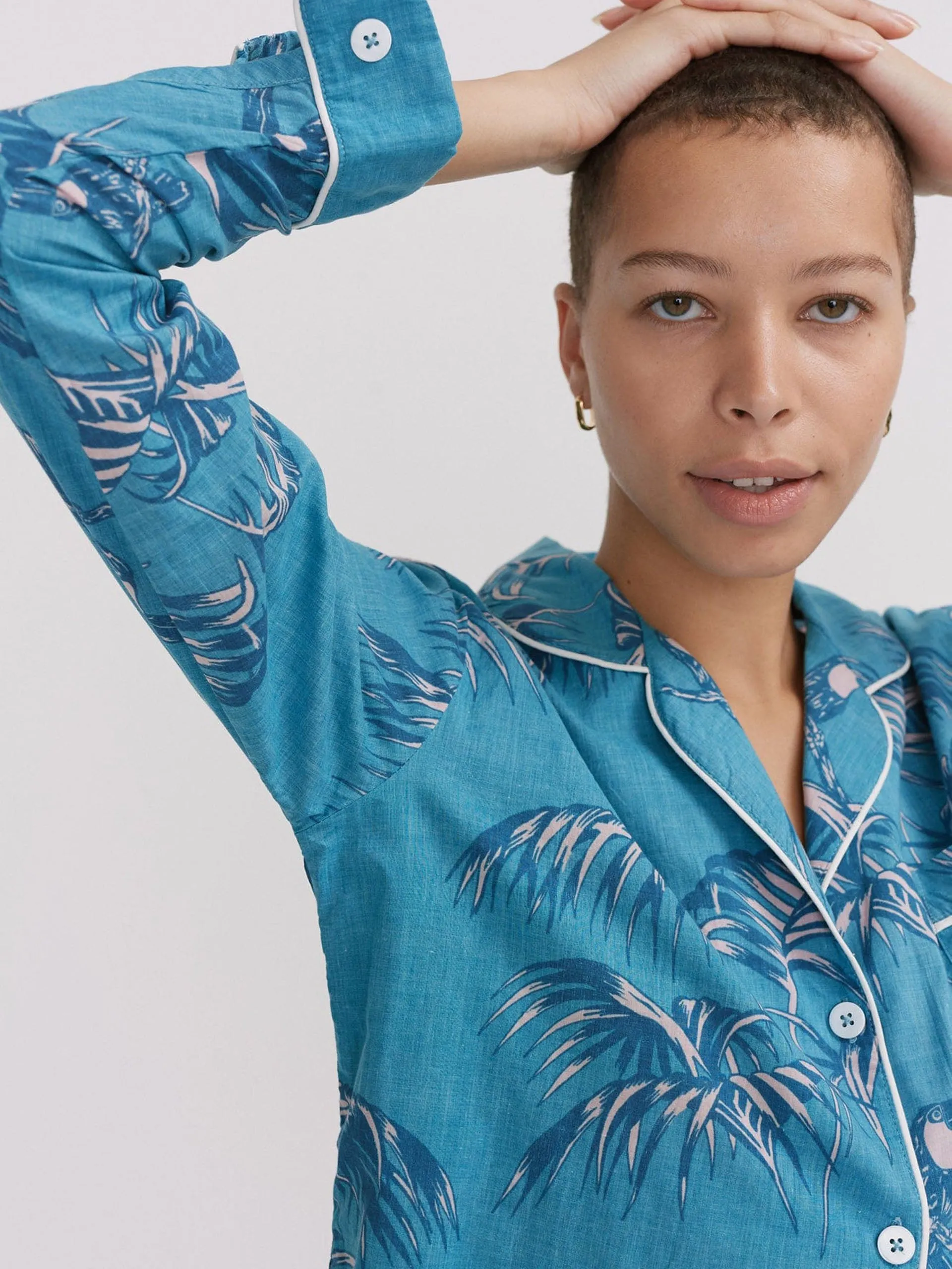 Long pyjama set bocas print blue