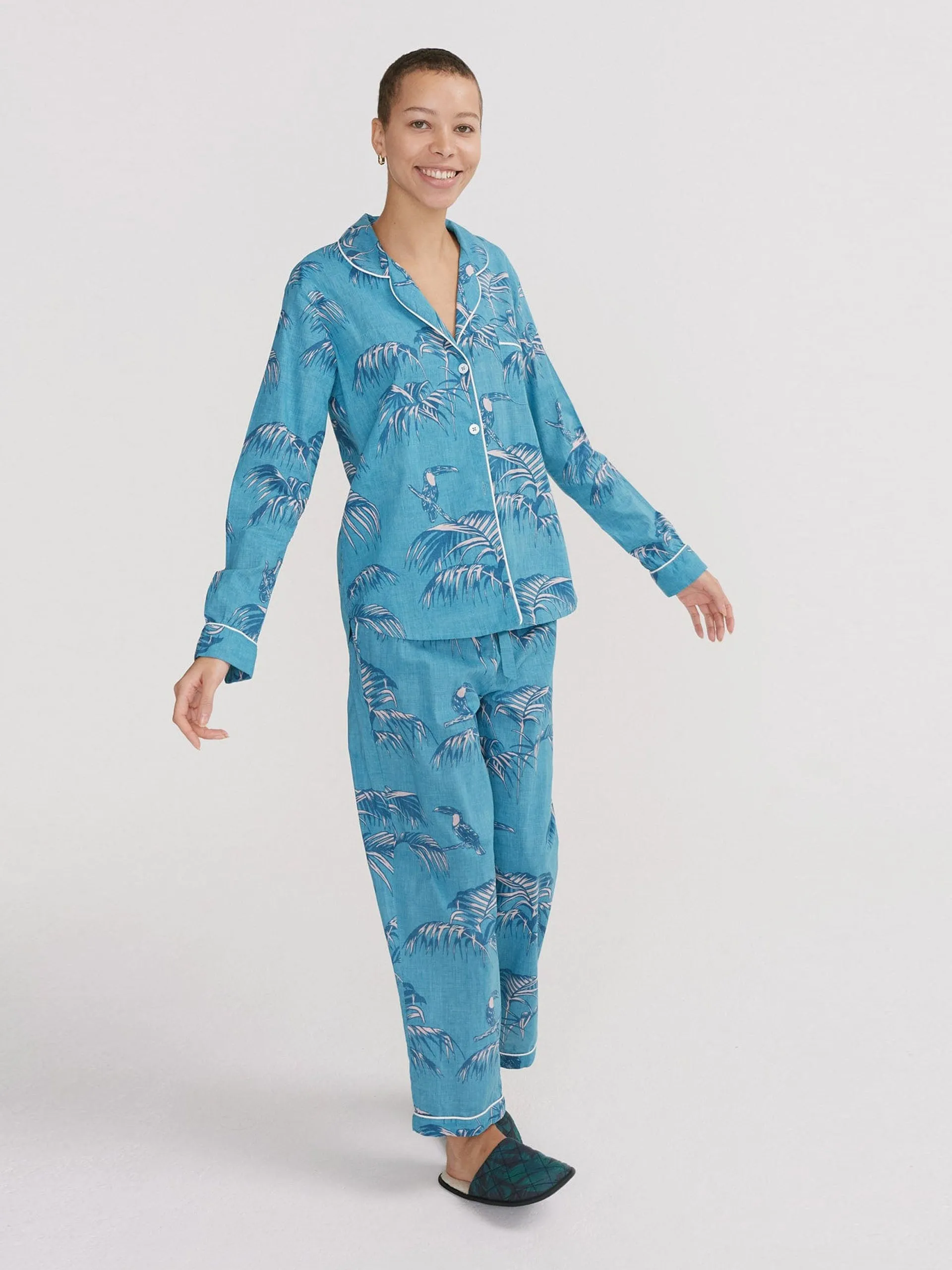 Long pyjama set bocas print blue