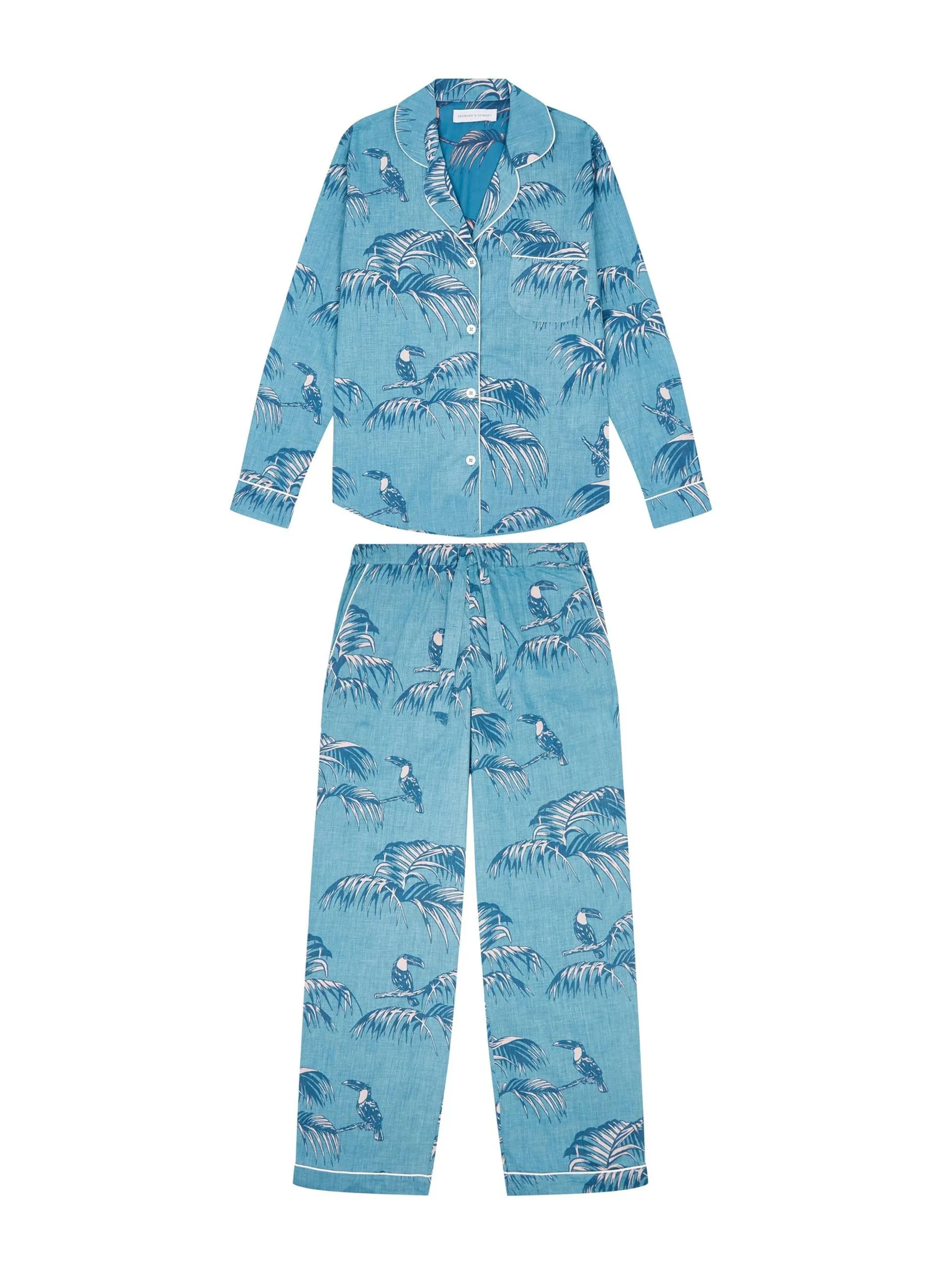 Long pyjama set bocas print blue
