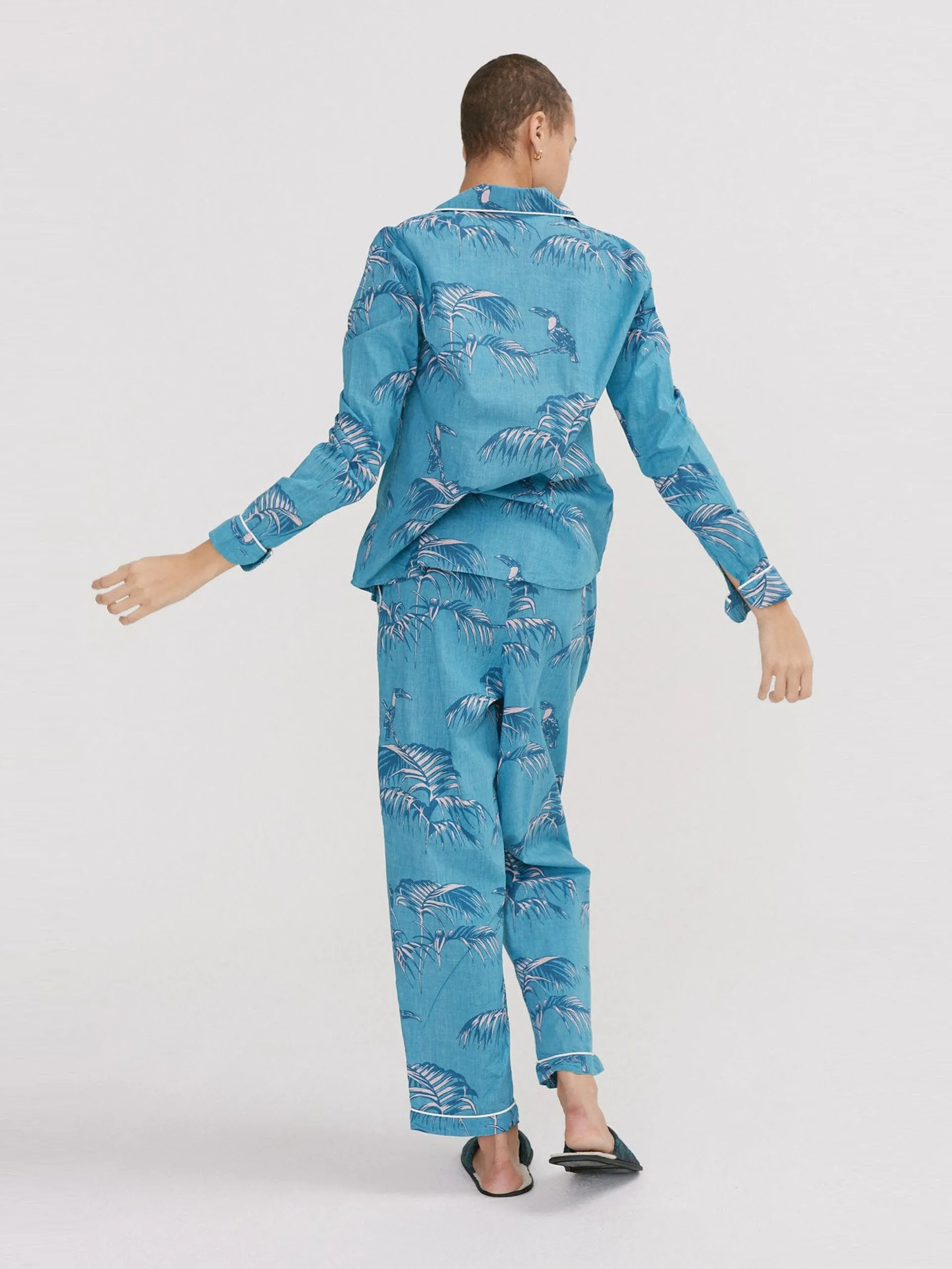 Long pyjama set bocas print blue