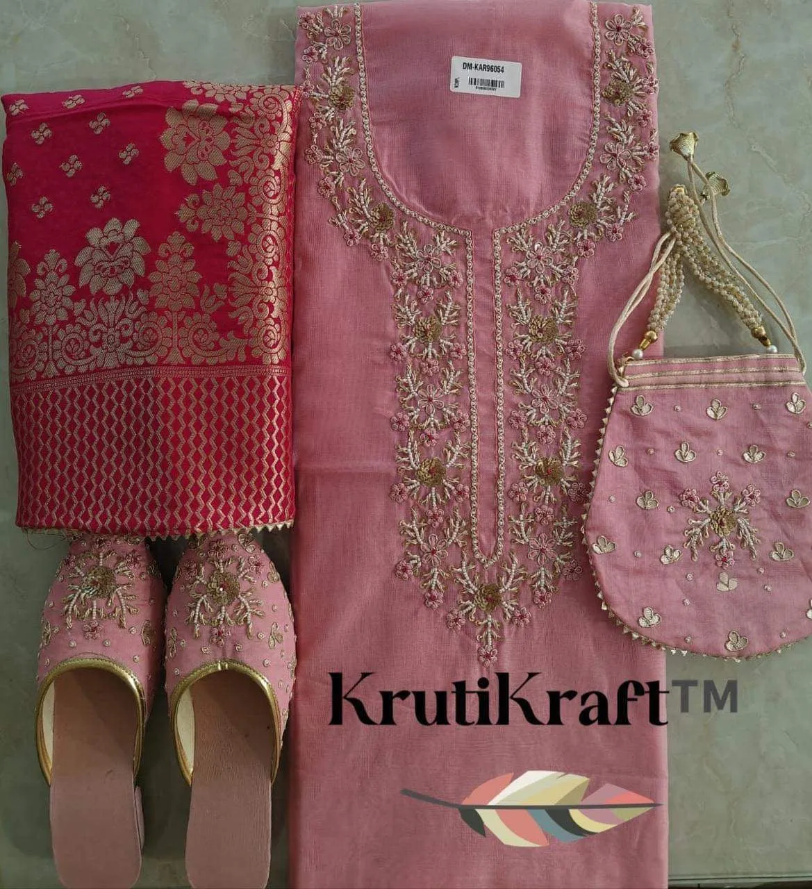 Pink Magenta Party Wear Dress Material