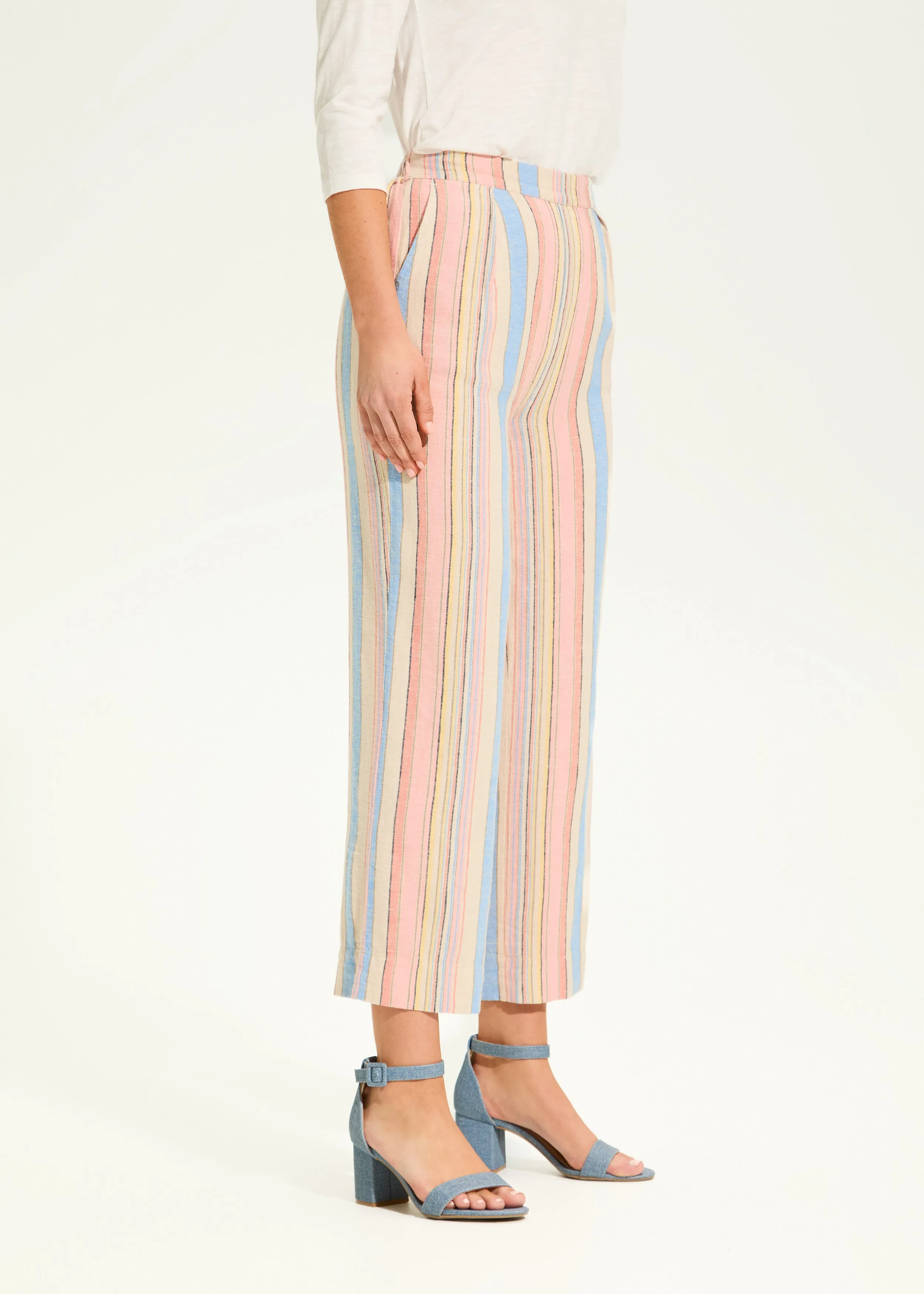 Pull-On Wide Crop Trouser, Aperol Stripe