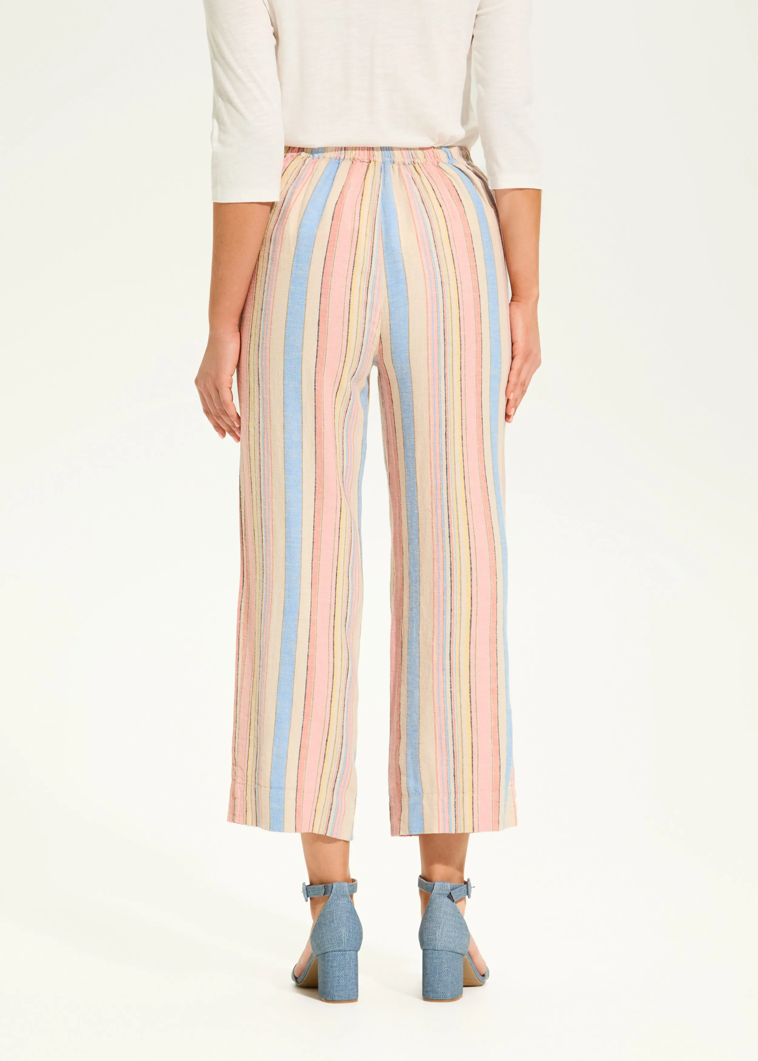 Pull-On Wide Crop Trouser, Aperol Stripe
