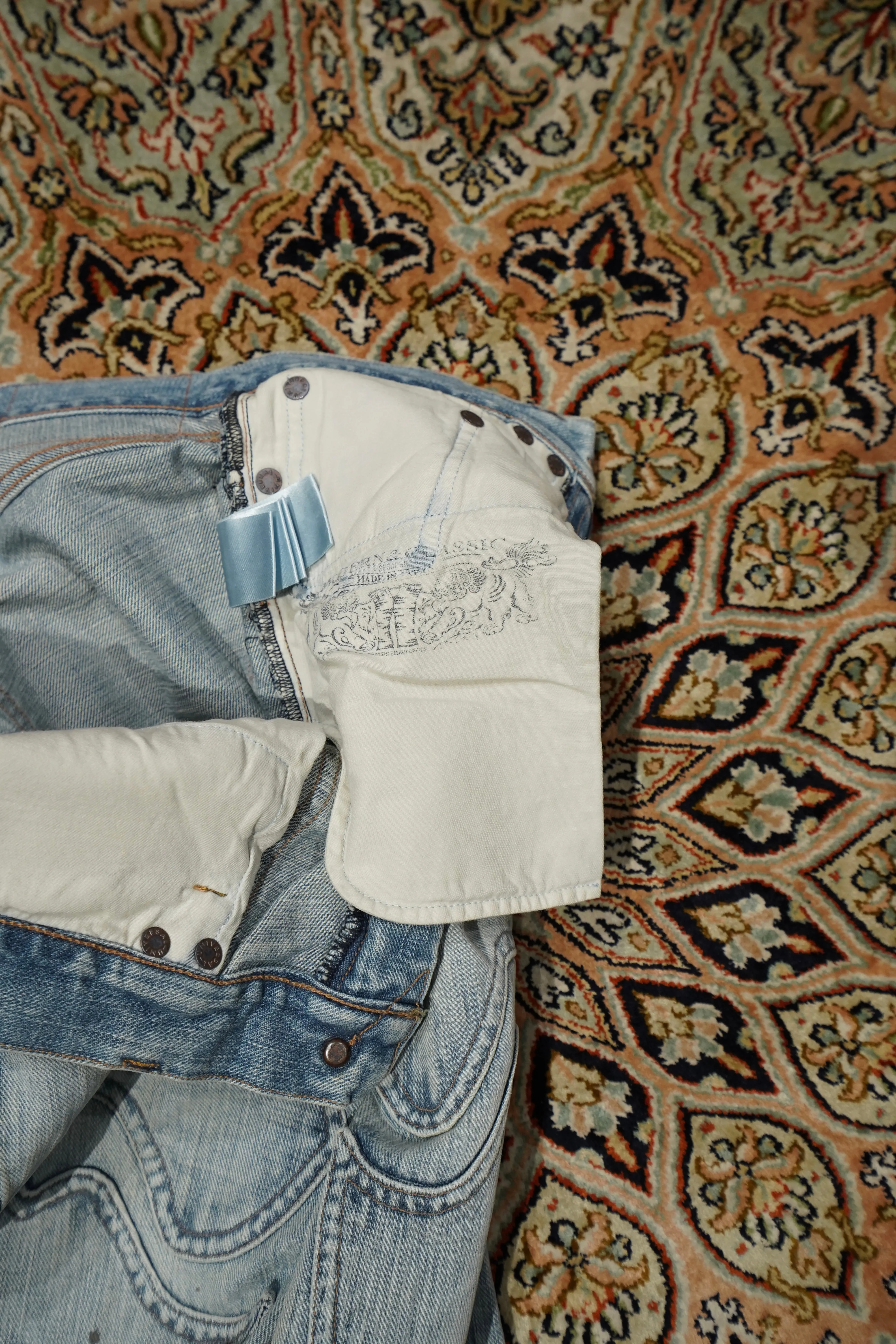 SUGARHILL FADED MODERN DENIM WESTERN FLARED TROUSERS