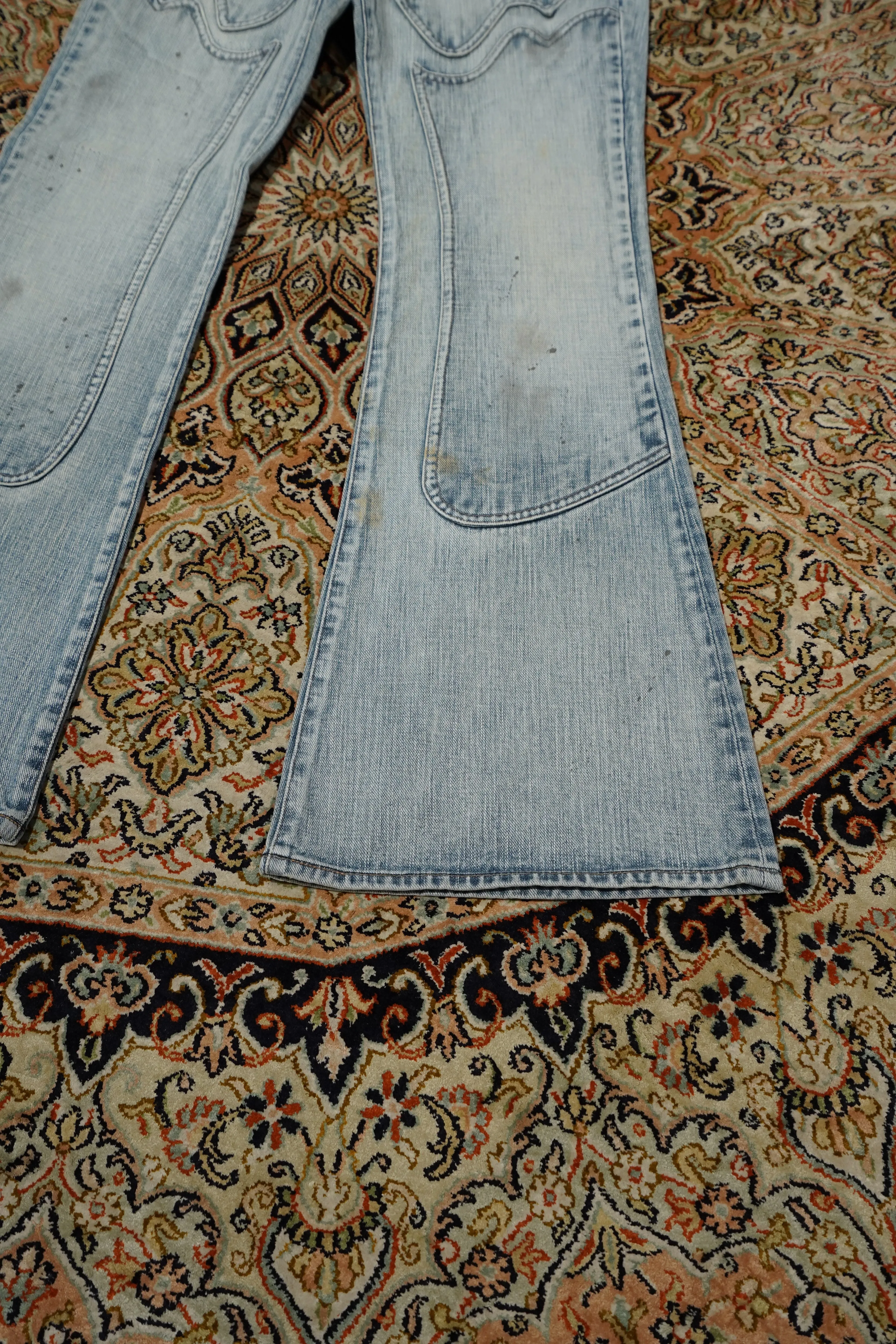 SUGARHILL FADED MODERN DENIM WESTERN FLARED TROUSERS