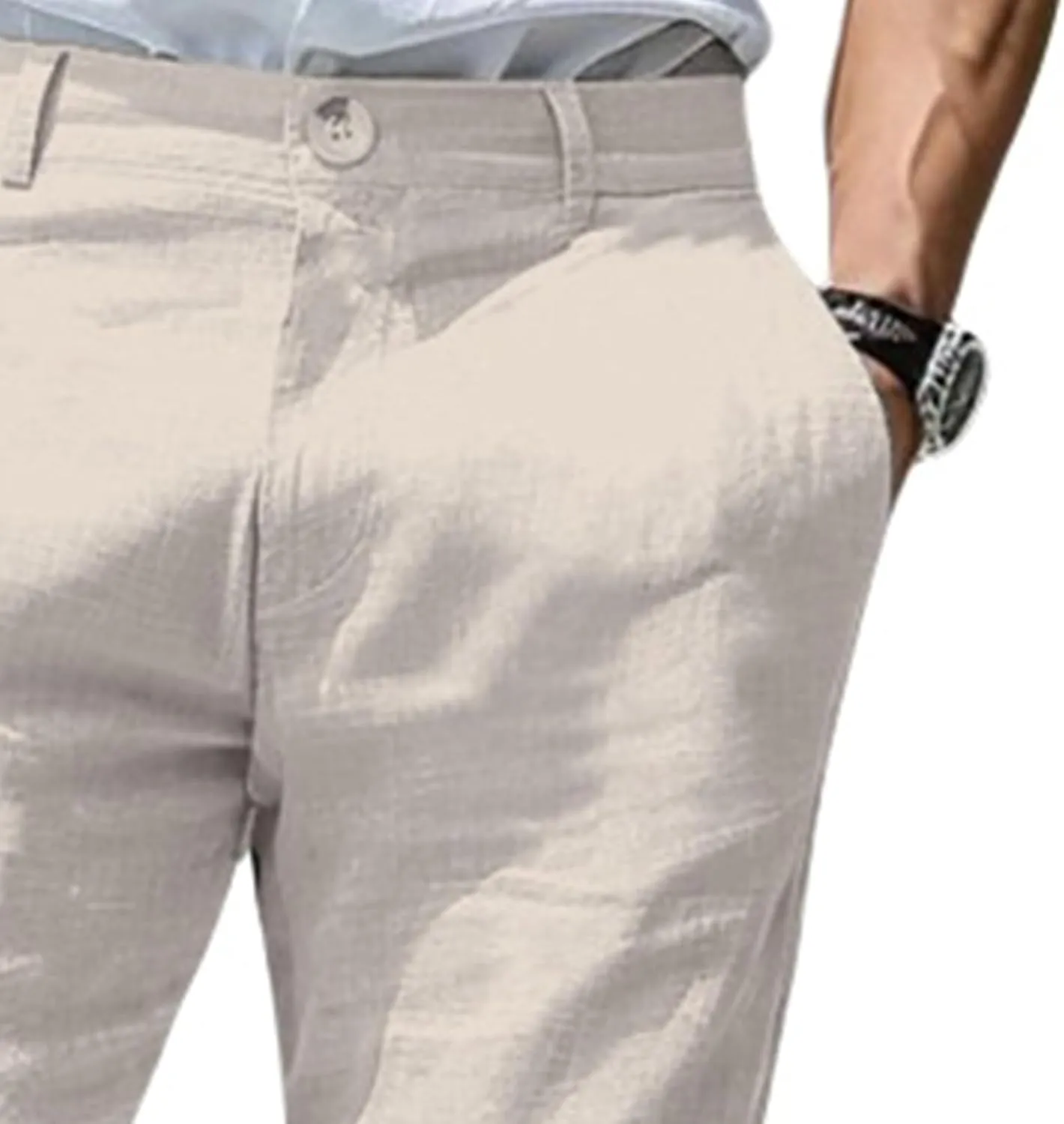 Thatrich Mens Suit Pants Slim Fit Straight Leg Business Casual Pant Cotton Linen Breathable Trousers Comfy Work Formal Wear