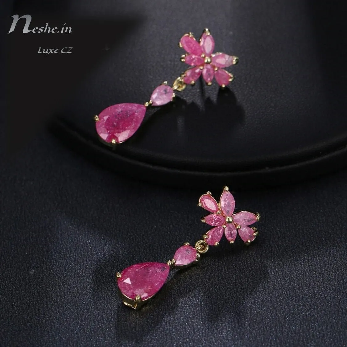 Tropical Style Dazzling CZ Crystal Waterdrop Dangle Earrings Multicolor - 3 Colors