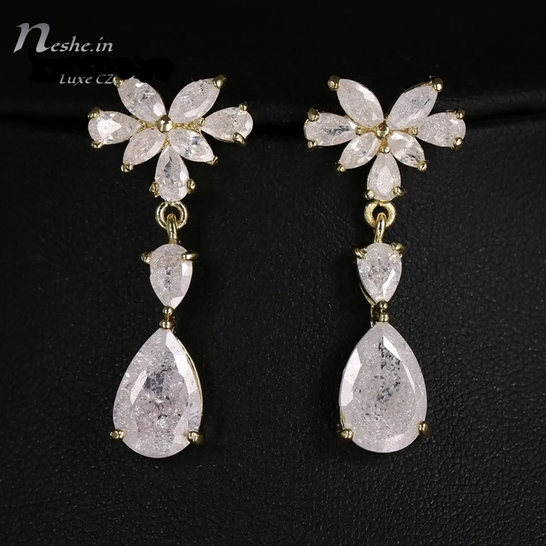 Tropical Style Dazzling CZ Crystal Waterdrop Dangle Earrings Multicolor - 3 Colors