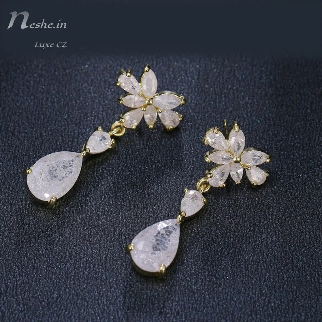 Tropical Style Dazzling CZ Crystal Waterdrop Dangle Earrings Multicolor - 3 Colors