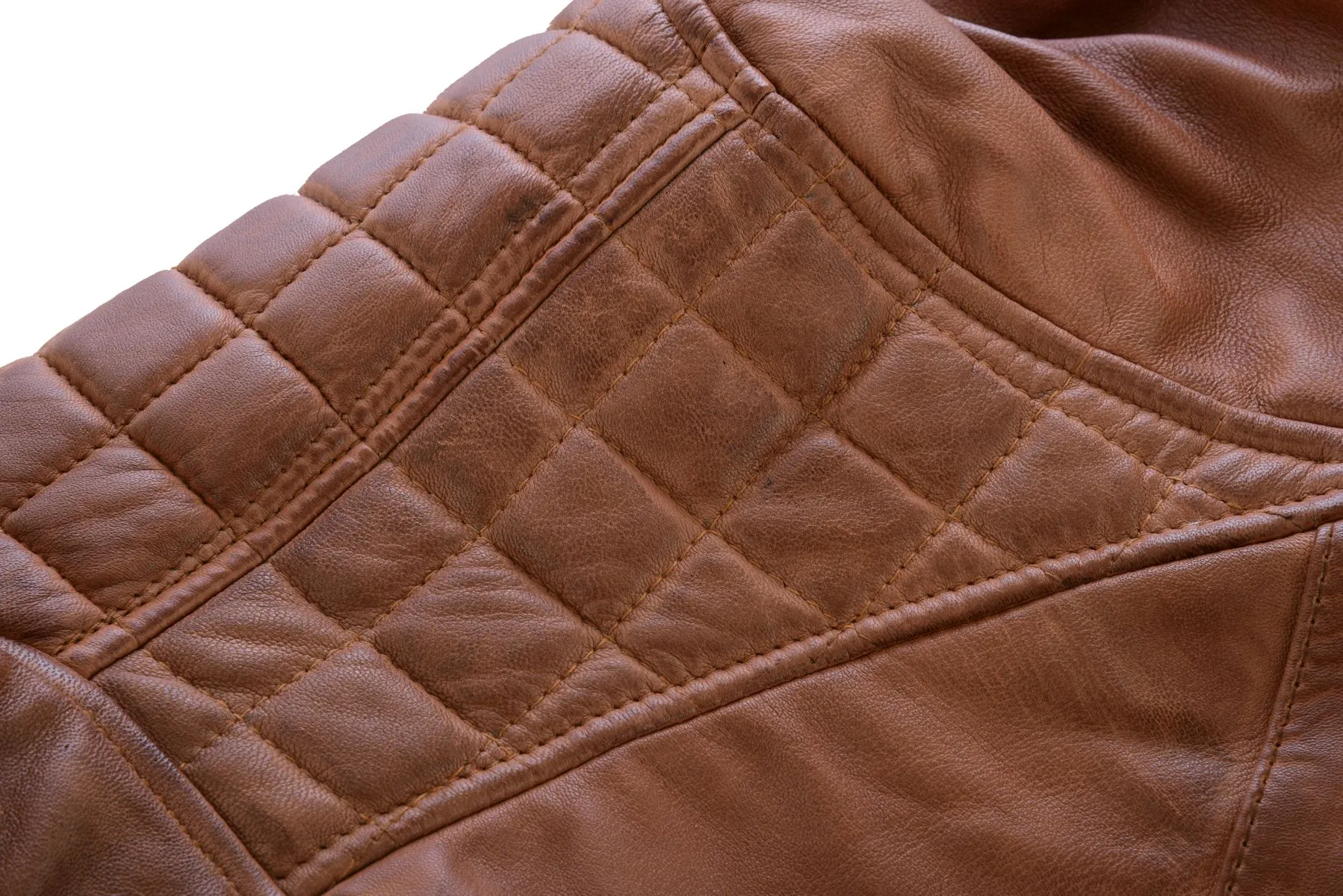 Vance Leather Men's Cafe Racer Waxed Lambskin Austin Brown Motorcycle Leather Jacket