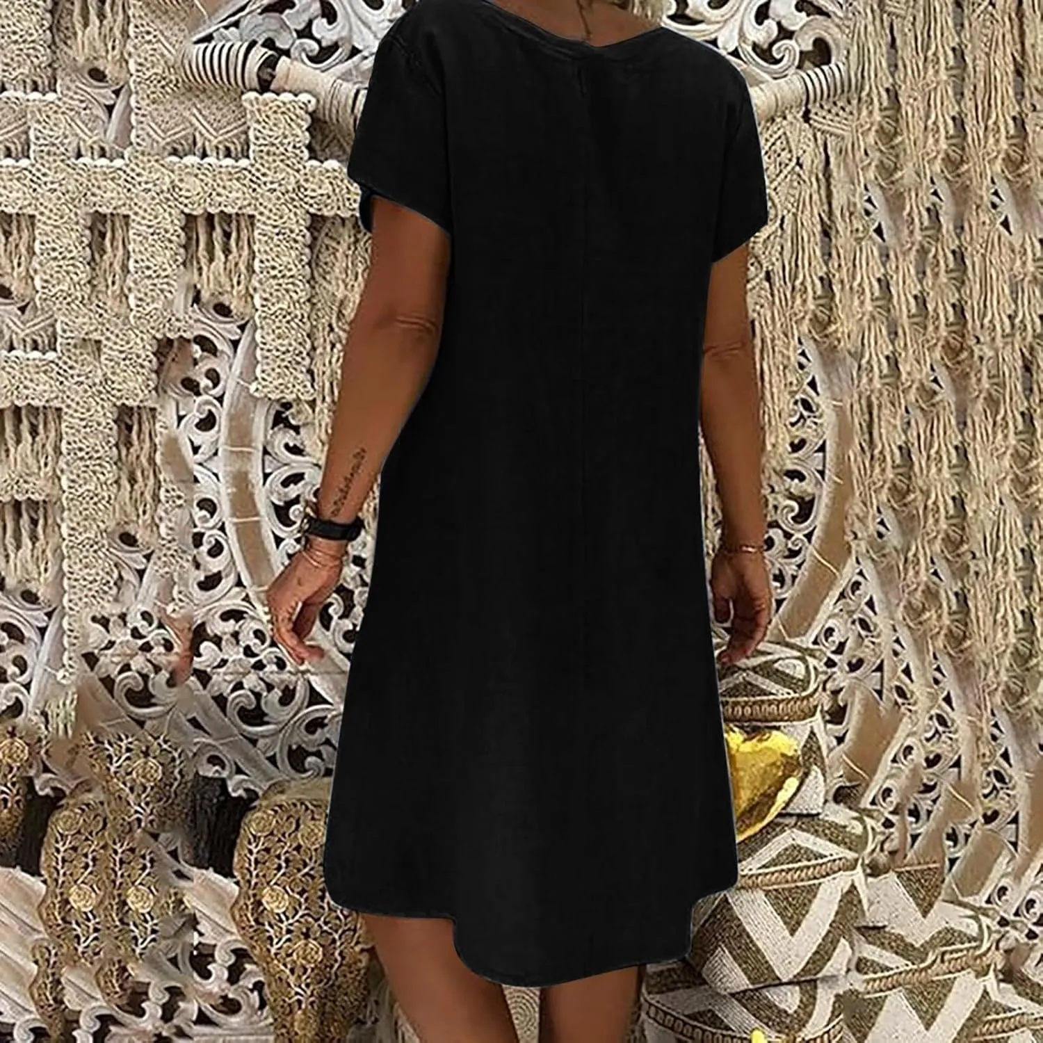 Women's Cotton Linen Dresses 2025 Summer Cup Sleeve Comfy Travel Sundresses Beach Vacation Wear Trendy Dress Outfits