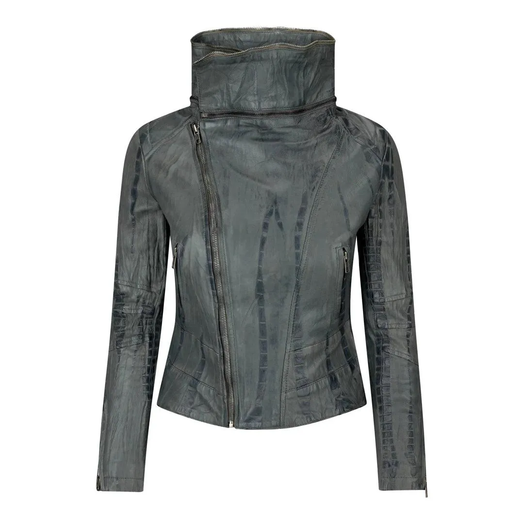 Womens Ladies Girls Soft Black Real Leather Racing Biker Style Jacket