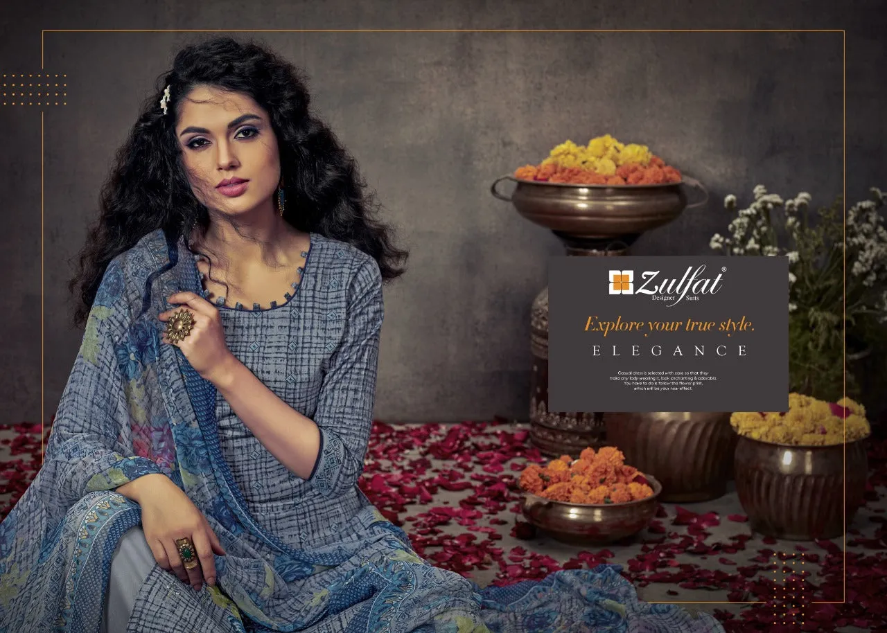 Zufat Presents Summer Bonanza Cotton Digital Designer Salwar Suit