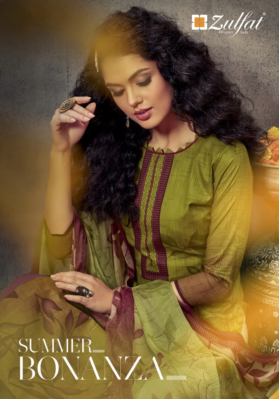 Zufat Presents Summer Bonanza Cotton Digital Designer Salwar Suit